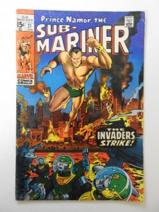Sub-Mariner #21 (1970) VG+ Condition 1/2 in tear fc