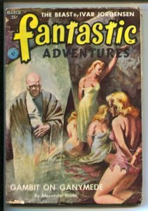 Fantastic Adventures 3/1953-Spicy Good Girl Art cover by Frank Navarro-Pulp s...