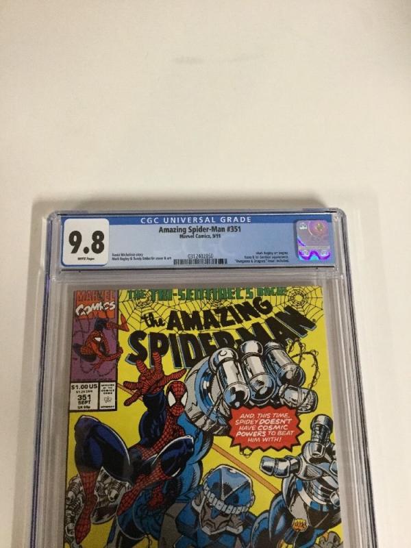 Amazing Spider-Man 351 Cgc 9.8 White Pages Mark Bagley Art Begins