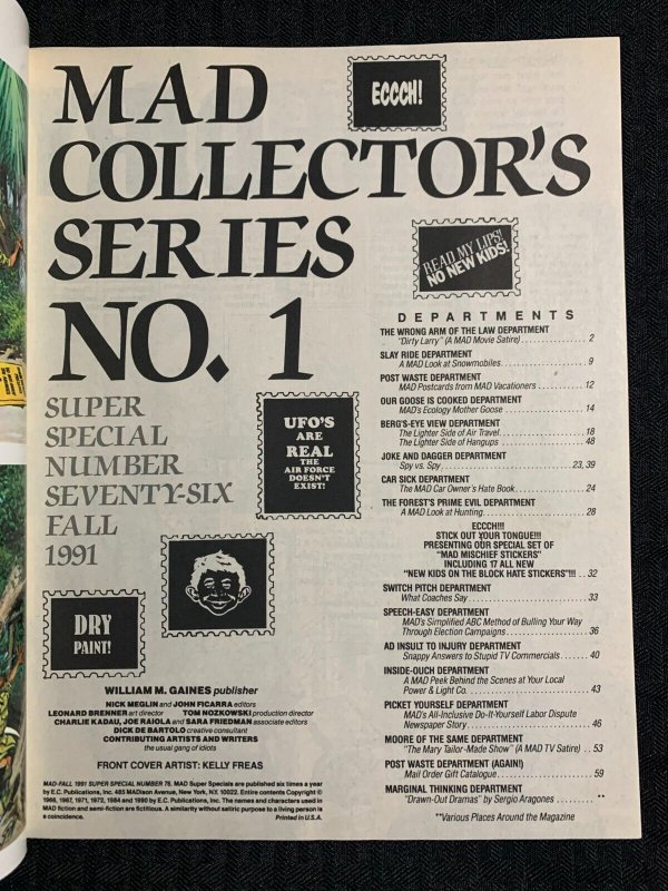 1991 Fall MAD SUPER SPECIAL Magazine #76 FN- 5.5 with Stickers Insert Series #1