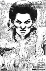 Titans #4 Cover E 1 in 50 Nicola Scott Black & White Card Stock Variant