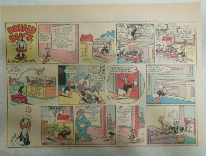 Donald Duck Sunday Page by Walt Disney from 3/29/1942 Half Page Size