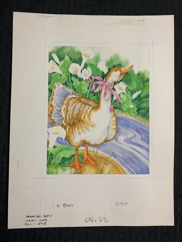 HAPPY MOTHERS DAY Goose with Pink Ribbon 8x10.5 Greeting Card Art #8100