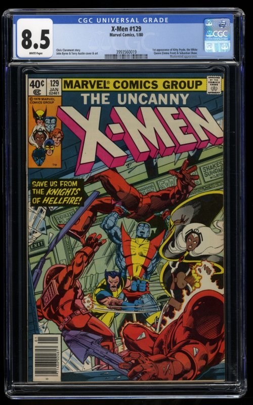 X-Men #129 CGC VF+ 8.5 White Pages 1st Kitty Pryde White Queen Sebastian Shaw!