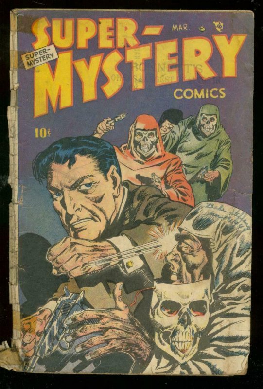 SUPER-MYSTERY COMICS v.8 #4 1949-WILD SKULL COVER G- 