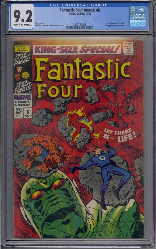 FANTASTIC FOUR ANNUAL #6 CGC 9.2 BIRTH OF FRANKLIN RICHARDS 1ST ANNIHILUS