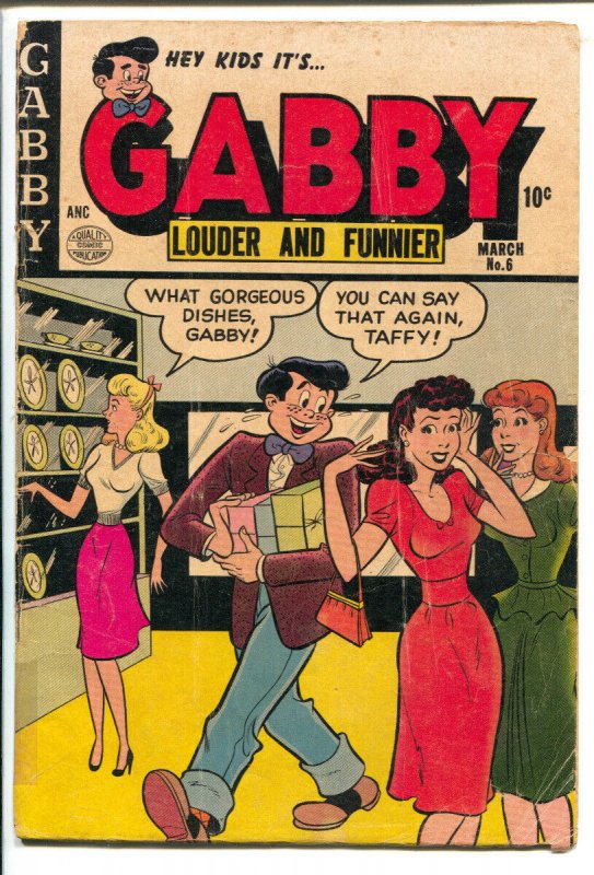 Gabby #6 1954-Quality-Headlight gag cover-Spicy panels-Candy appears-G/VG