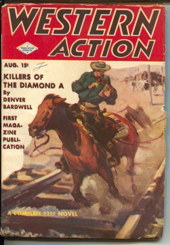 Western Action 8/1943-Double Action-KIllers of The Diamond A-violent pulp fic...