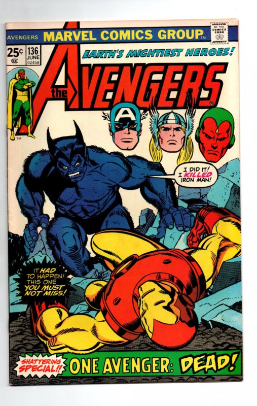 Avengers #136 - The Beast - Mantis - Thor - Iron Man - 1975 - VF/NM