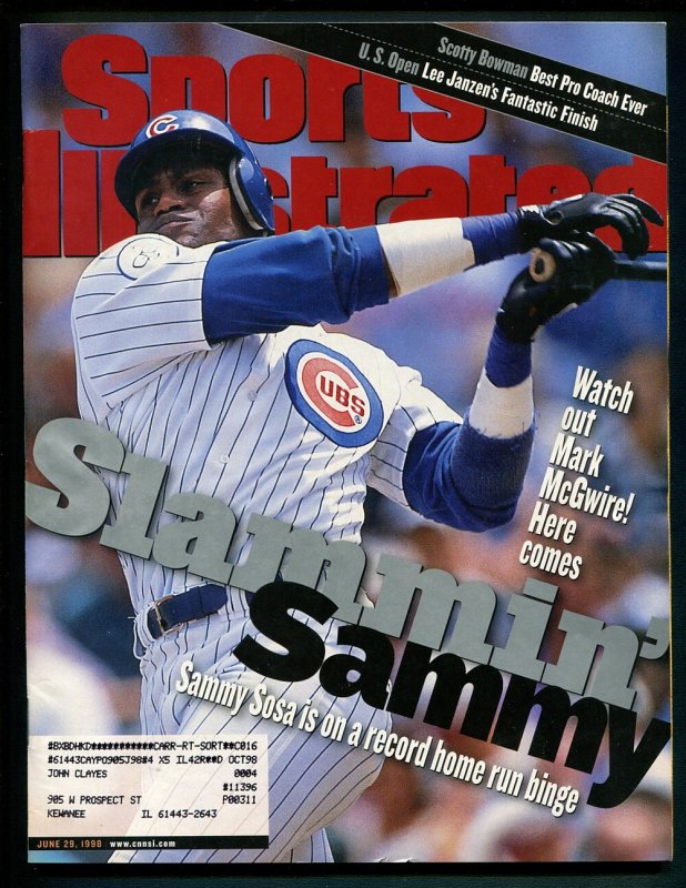 Sports Illustrated ( 7.5 VFN-) )  Sammy Sosa  /  June 1998