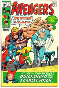 THE AVENGERS #75 (Apr1970) 8.0 VF Roy Thomas! John Buscema! QUICKSILVER returns!