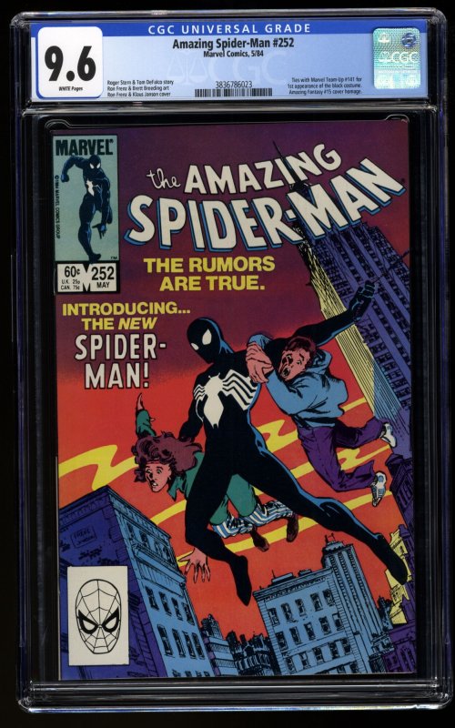 Amazing Spider-Man #252 CGC NM+ 9.6 White Pages 1st Black Costume!