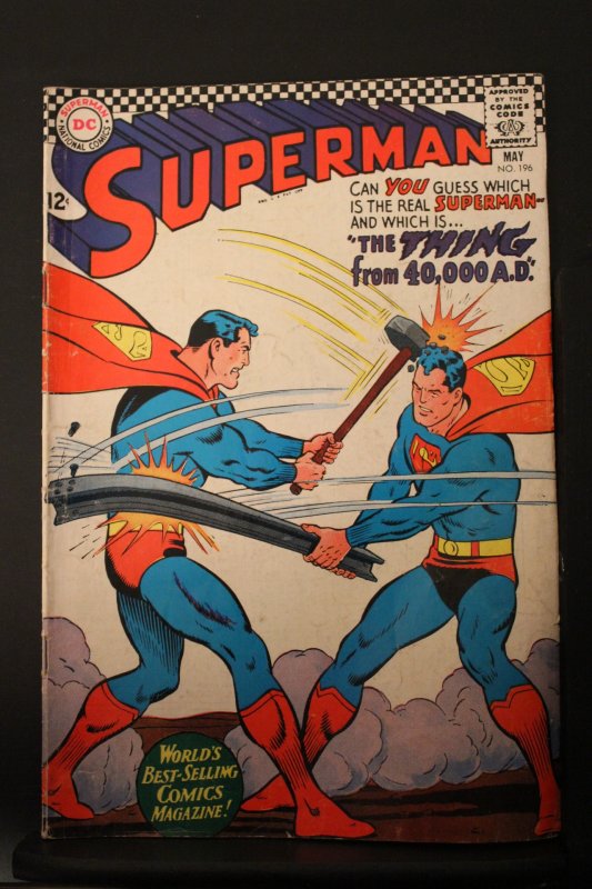 Superman #196 (1967) High-Grade VF The Thing From 4,000 AD C'ville CERT ...