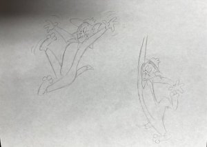 Tom And Jerry - Two Character Original Pencil Sketch/Unknown Artist!
