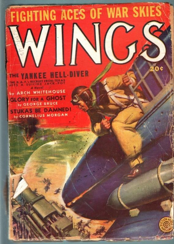 WINGS PULP-SPRING 1942-AVIATION-WWII-FICTION HOUSE! FR/G