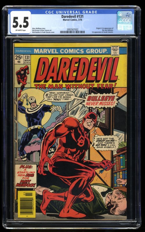 Daredevil #131 CGC FN- 5.5 Off White 1st Appearance Bullseye and Origin!