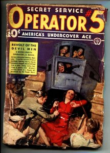 Operator #5 5/1937-Popular-hero pulp-Woman bound by barbed wire on cover