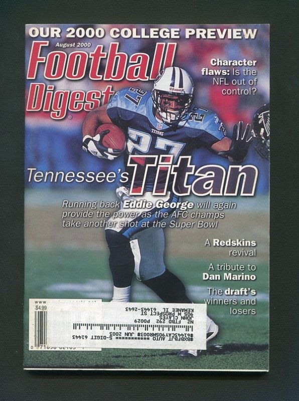 Football Digest / Eddie George / August 2000