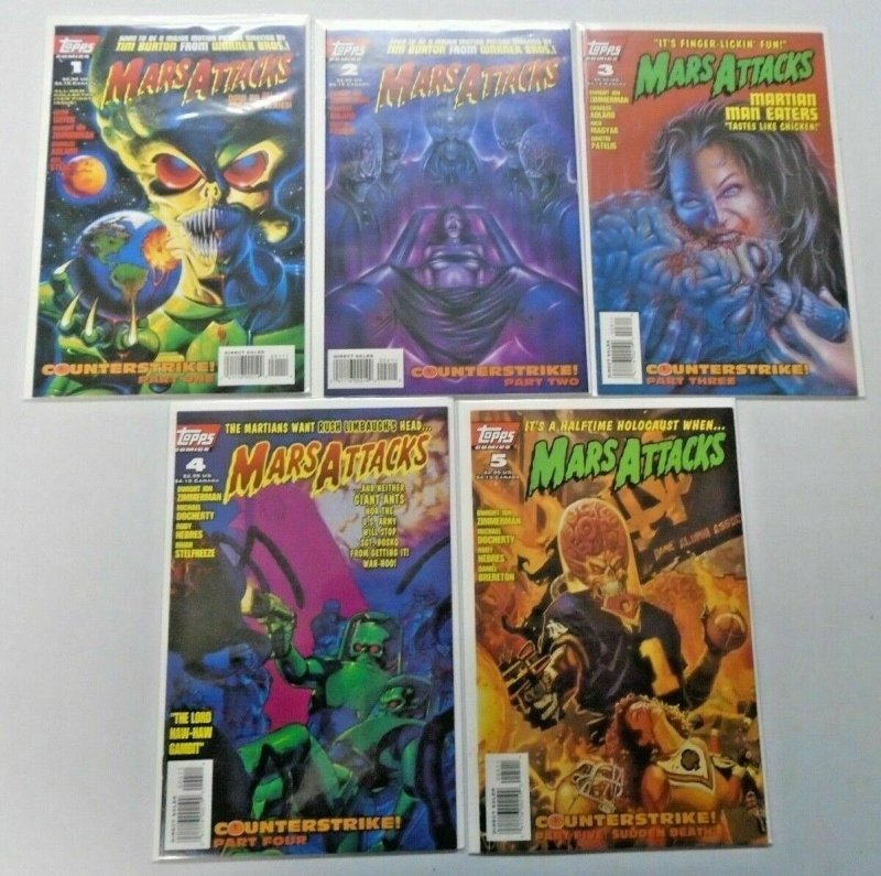 Mars Attacks run #1-5 2nd series 8.0 VF (1995) 