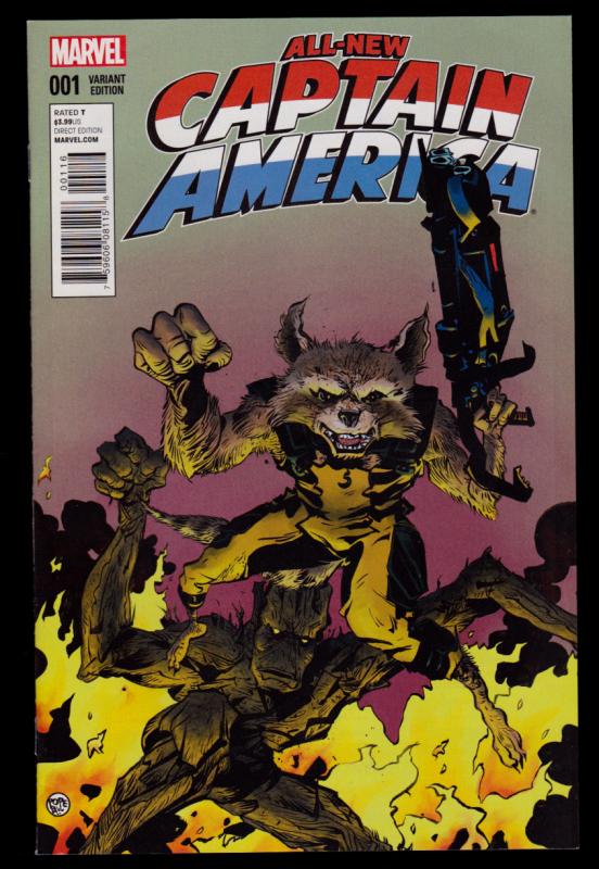 Captain America All New #1 (2015 Series) Rocket Racoon Cover  9.4 NM 