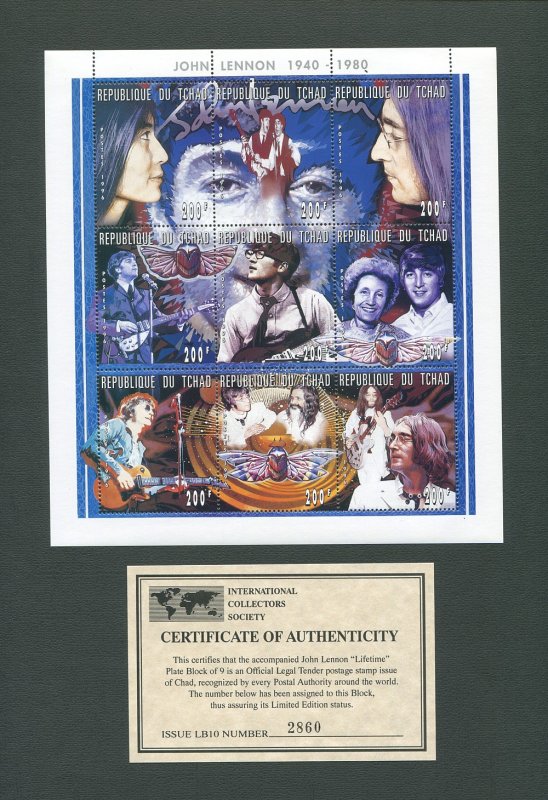 The John Lennon Commemorative Stamp Sheet (SET)  1996