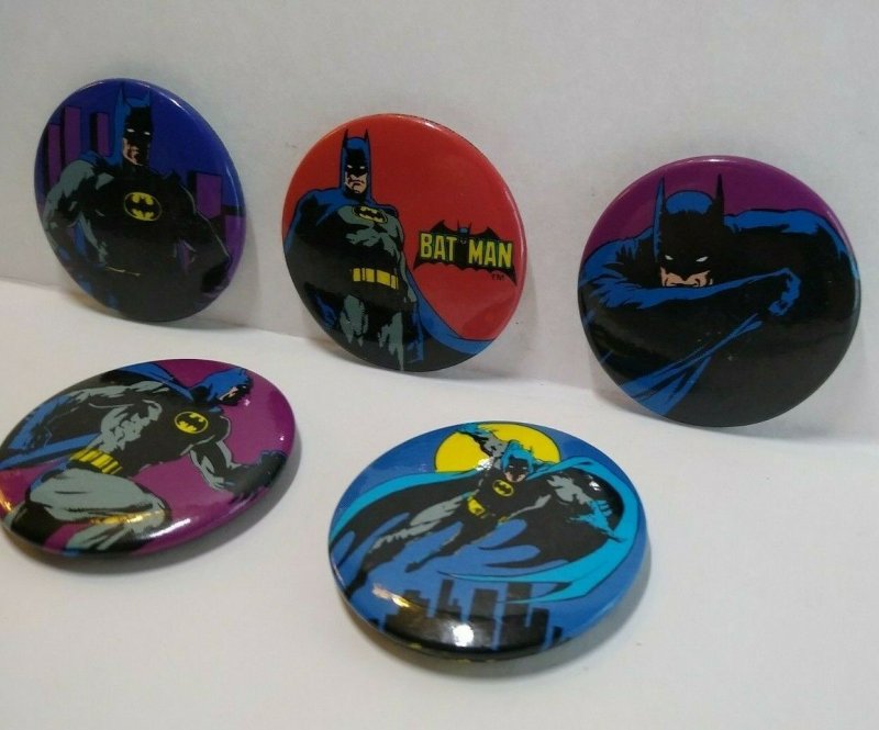 Batman Vintage Magnets Button Up Lot 5 Original 1980's Licensed Official Bat Man 