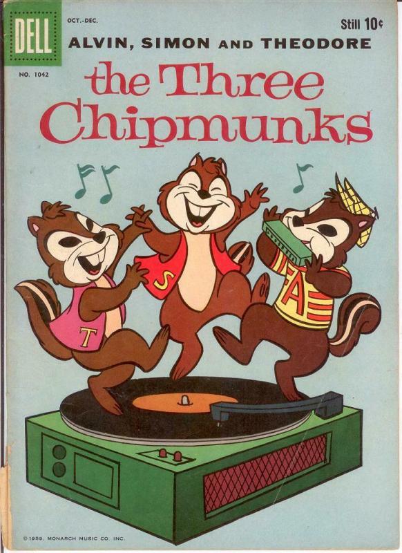 THREE CHIPMUNKS F.C.1042 G-VG Oct.-Dec. 1959 COMICS BOOK