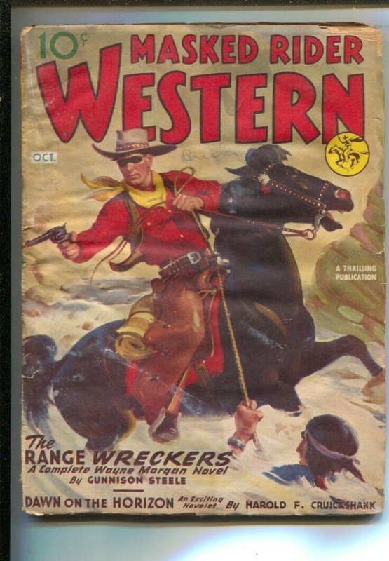 Masked Rider Western 10/1946-Thrilling-Jerome Rozen cover art-Hero pulp-Richa...