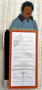 ?~STAR WARS~LANDO NOTEPAD + POSTCARD SET + JANGO FETT ENAMEL PIN~ FULL SET~?