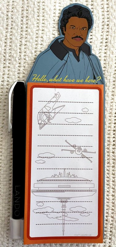 ?~STAR WARS~LANDO NOTEPAD + POSTCARD SET + JANGO FETT ENAMEL PIN~ FULL SET~?