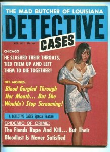 CRIME DETECTIVE-FEB. 1971-SLASHED-BUTCHER-DEATH-CRIME-RAPE-BLOODLUST VG/FN