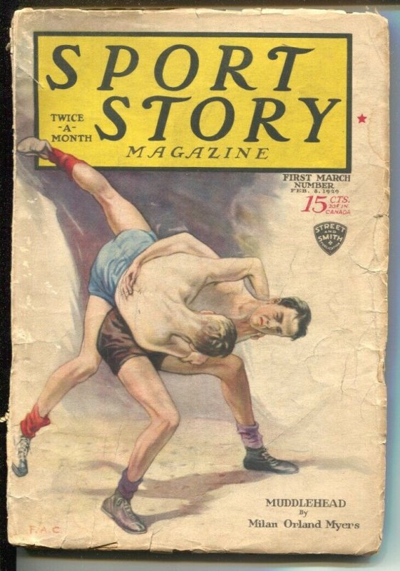 Sport Story 3/1929-wrestling cover & story-pulp stories-Dr. H C Carlson-VG 