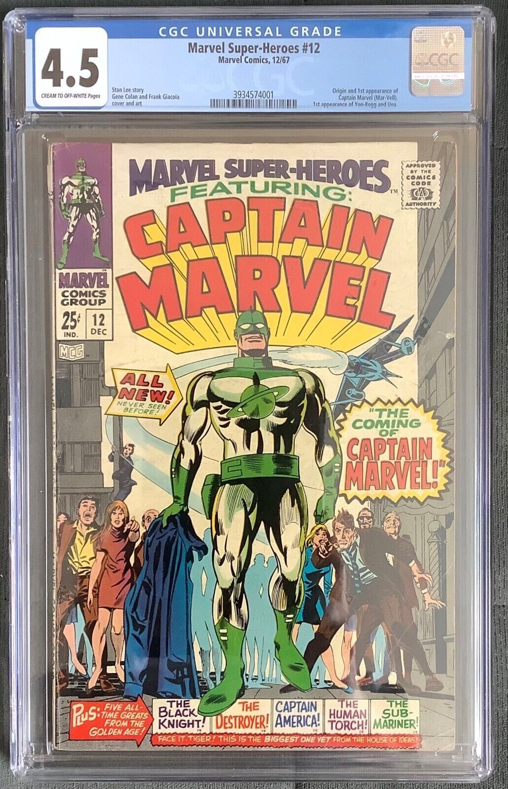 Marvel SuperHeroes 12 CGC 4.5 (MV 1967) 1st Appearance &