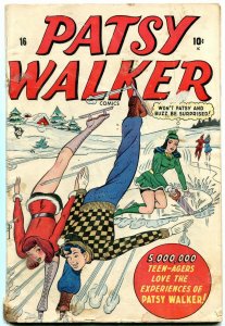 Patsy Walker #16 1948- Spicy Ice Skating cover- Golden Age Teen Humor VG-