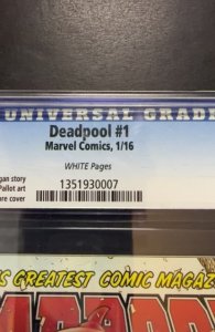 Deadpool #1 (2016) CGC 9.8! WHITE PAGES!