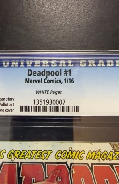 Deadpool #1 (2016) CGC 9.8! WHITE PAGES!