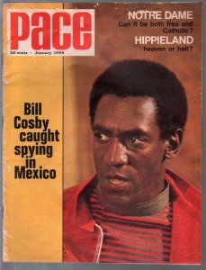 Pace 1/1968-Bill Cosby-Hippieland-Notre Dame-muscle cars-Coke ad-FN
