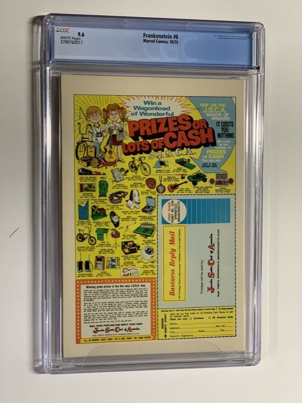 Frankenstein 6 cgc 9.6 white pages marvel 1973