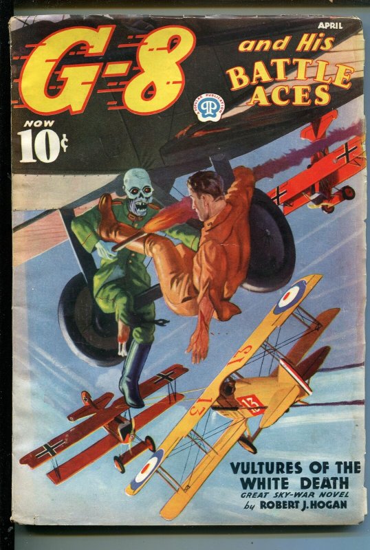 G-8 AND HIS BATTLE ACES 4/1937-WWI-SKELETON-GERMANS-BI-PLANES-vg 