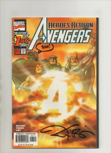 Avengers #1 - Signed By Kurt Busiek Sunburst Variant - (Grade 9.2) 1998