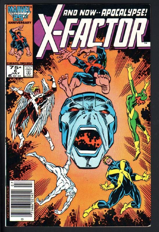 X-FACTOR #6-First Apocalypse!-1986-NEWSSTAND COPY-Key Issue-nm-high grade