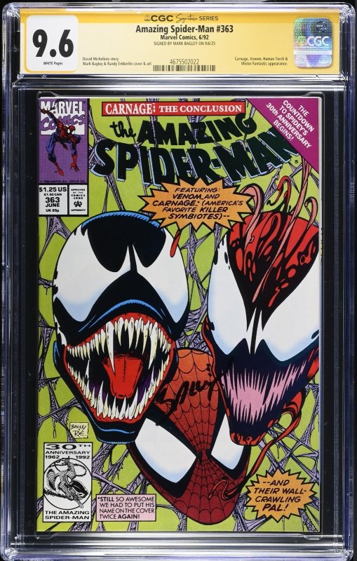 Amazing Spider-Man (1992) # 363 (CGC 9.6 SS) Signed Mark Bagley Carnage