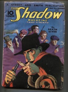 SHADOW--MAY 15 1933--Rattlesnake cover--STREET AND SMITH--Rare pulp magazine