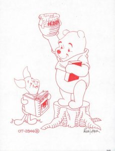 Winnie-the-Pooh Disney Red Ink Concept Art - Pooh with Hunny 2846B by Mike Royer