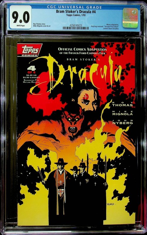 Bram Stoker's Dracula #4 (1993) - CGC 9.0 - Cert#4258145023-with bag & i...