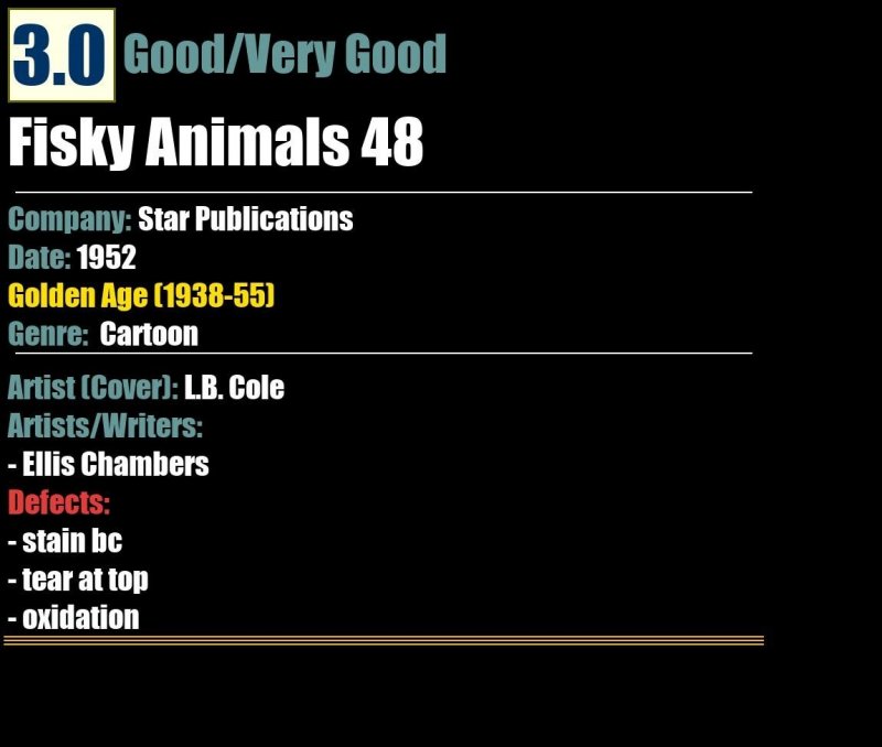 Fisky Animals 48 (1952) GD/VG L.B. Cole Star Publications comic
