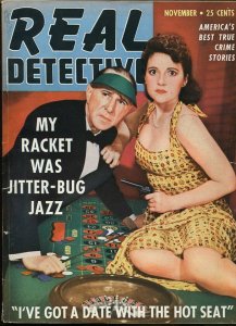 REAL DETECTIVE NOV 1942-WILD TRUE CRIME-PULP-MAGAZINE-ELECTRIC CHAIR-ROULETTE VG