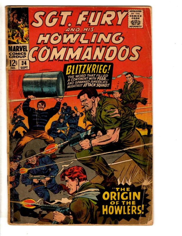 Sgt. Fury # 34 GD Marvel Comic Book & His Howling Commandos Nick Avengers RH3