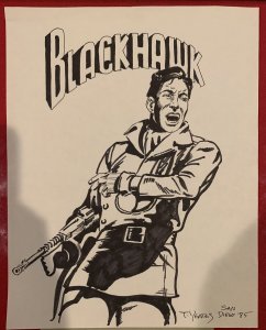 ORIGINAL THOMAS YATES BLACKHAWK COMIC ART SKETCH