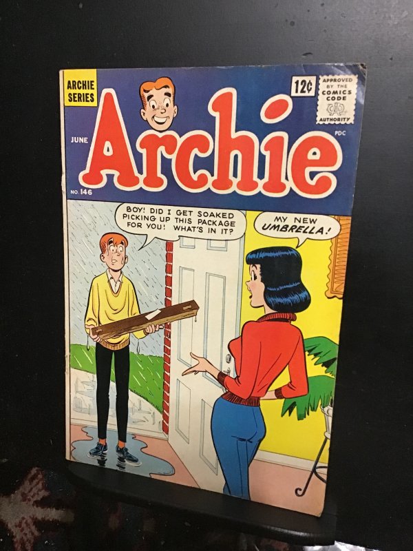 Archie #146 (1964) mid grade umbrella cover joke! FN- Wow